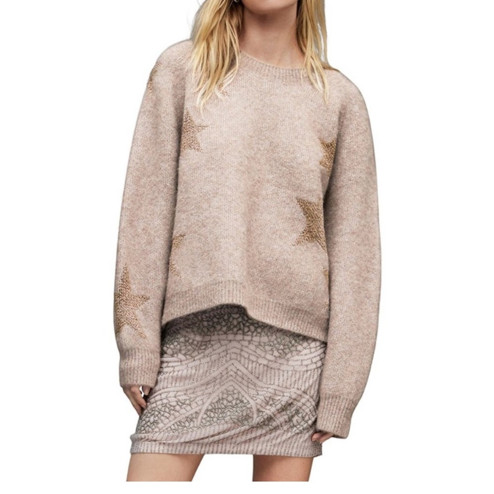 All Saints Soft Pink Knit Sweater Large